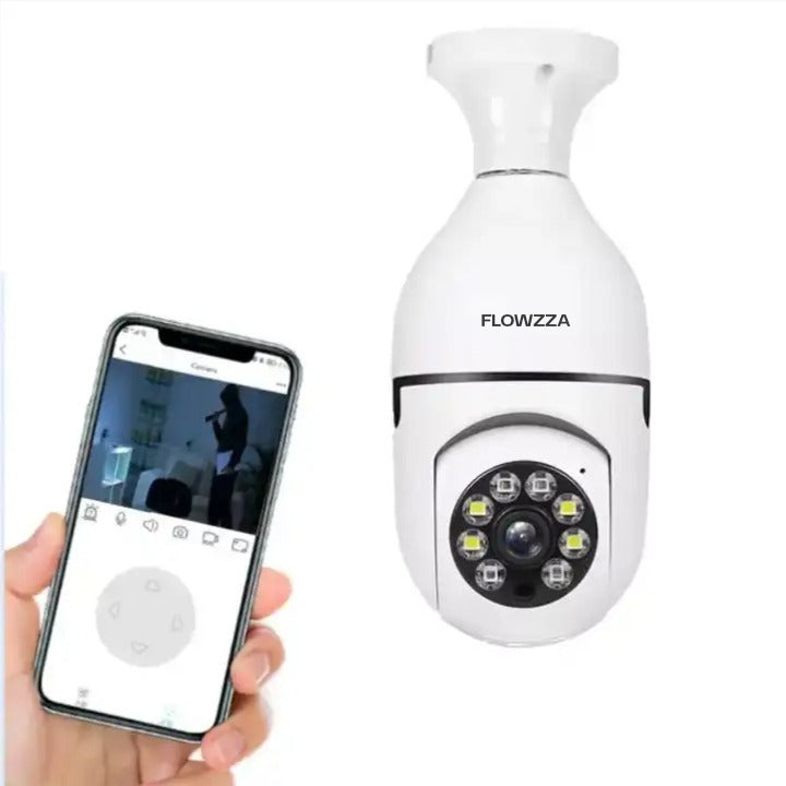 Flowzza™ Light Bulb Security Camera 360 Degree Rotation With Mic & Speaker