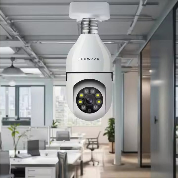 Flowzza™ Light Bulb Security Camera 360 Degree Rotation With Mic & Speaker